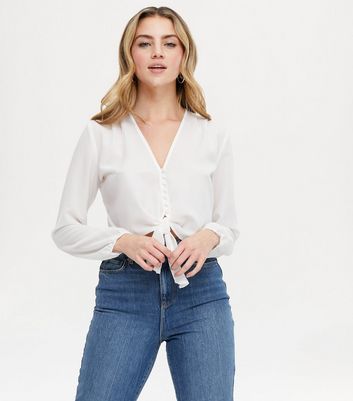 New Look-Blanc Tie Front Top-Taille 14-Bnwt